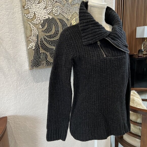 Armani Exchange Womens Gray Ribbed Knit Sweater With Asymmetrical Zipper size M - Picture 5 of 8